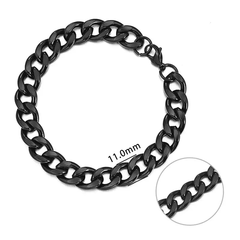 3-11 Mm Men Chain Bracelet Stainless Steel Curb Cuban Link Chain Bangle for Male Women Hiphop Trendy Wrist Jewelry Gift