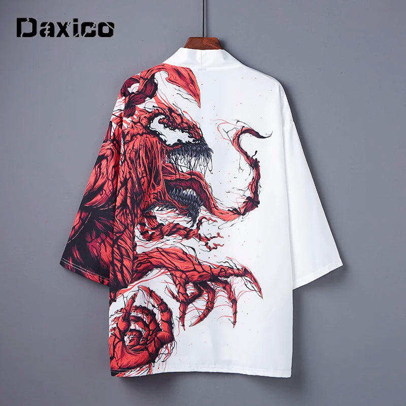 Japanese Original Man Animation Weaving Kimono Cardigan Yukata Male Kimono Jacket Men Japan Harajuku Streetwear Samurai Clothes