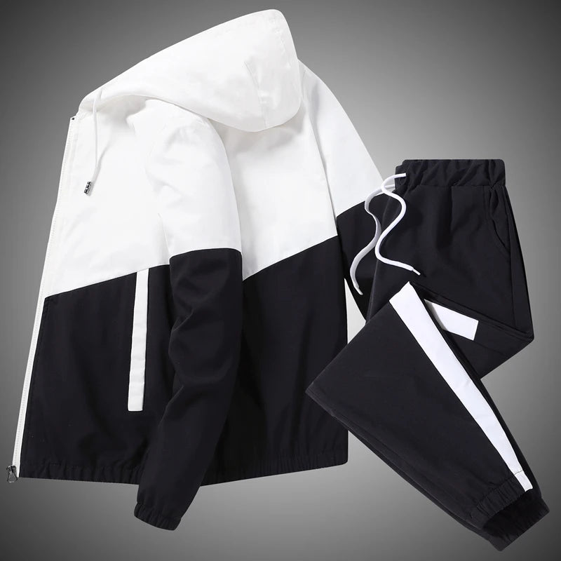 Dropshipping Patchwork Hip Hop Casual Men'S Sets 2025 Korean Style 2 Piece Sets Clothes Men Streetwear Fitness Male Tracksuit
