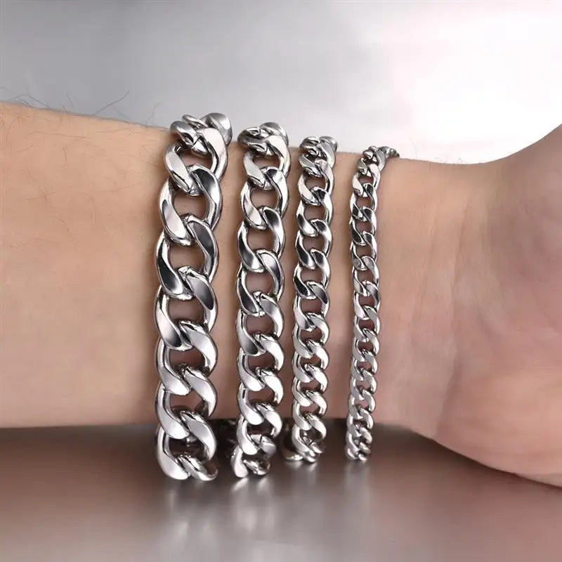 3-11 Mm Men Chain Bracelet Stainless Steel Curb Cuban Link Chain Bangle for Male Women Hiphop Trendy Wrist Jewelry Gift