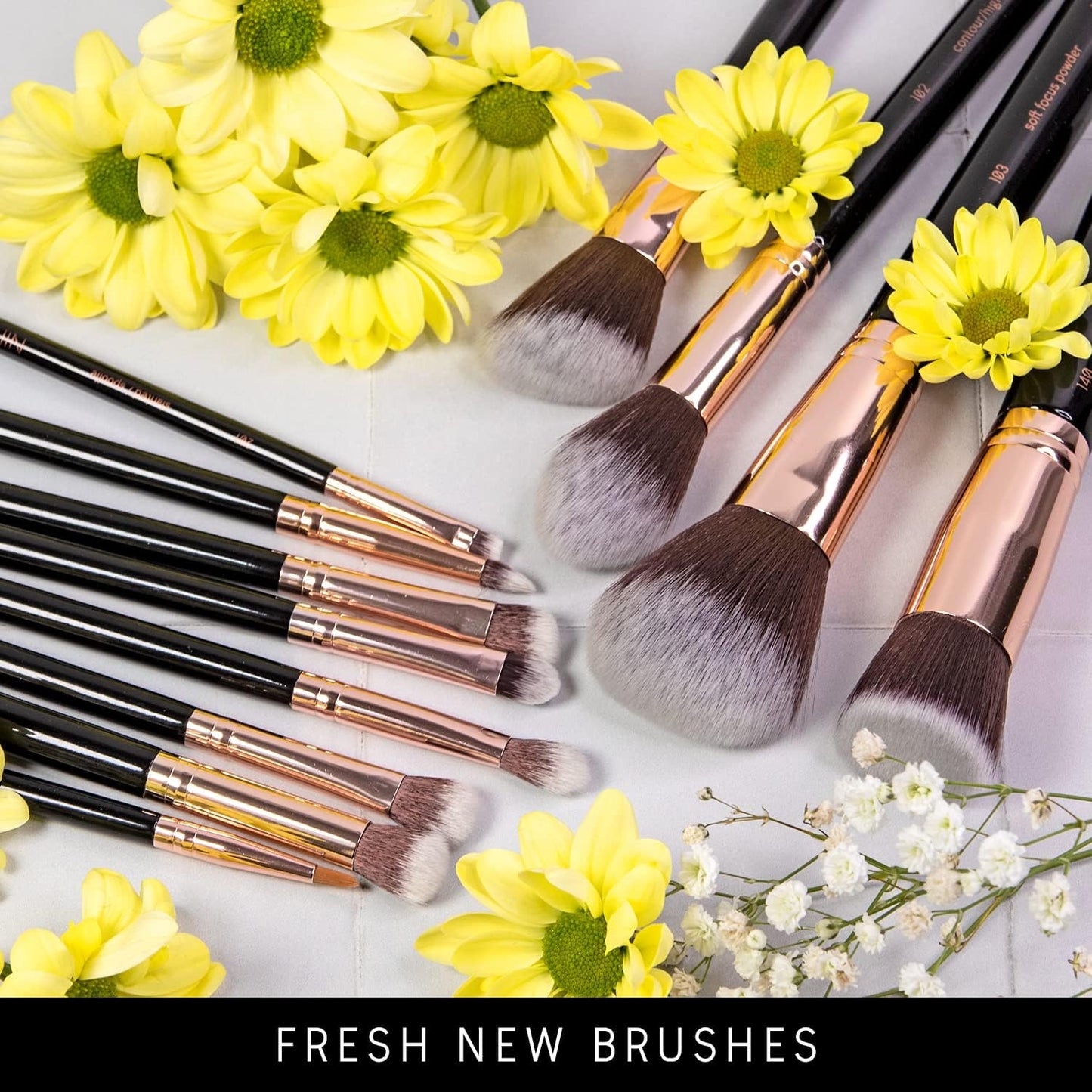 Beauty Set Pennelli Make up Professionali 15 Pezzi: Pennelli Trucco Vegani, Blender, Porta Pennelli, Pulitore Pennelli Trucco, Guida E Box Regalo