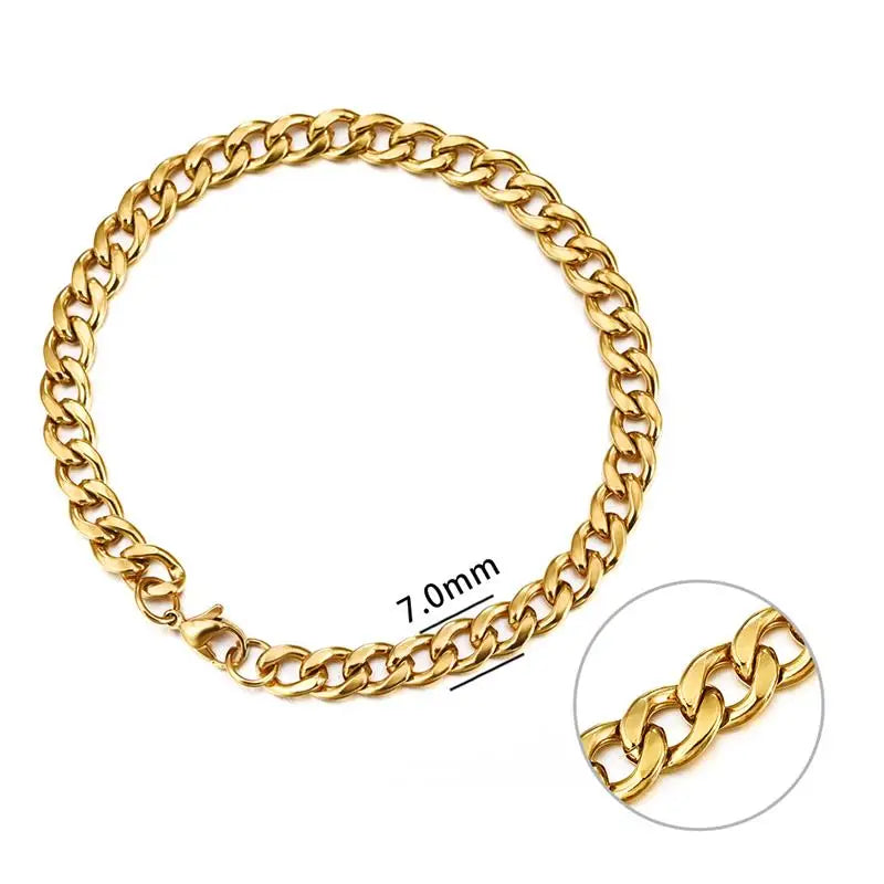 3-11 Mm Men Chain Bracelet Stainless Steel Curb Cuban Link Chain Bangle for Male Women Hiphop Trendy Wrist Jewelry Gift