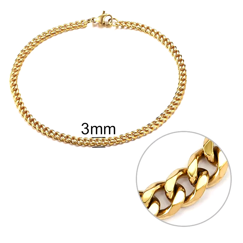 3-11 Mm Men Chain Bracelet Stainless Steel Curb Cuban Link Chain Bangle for Male Women Hiphop Trendy Wrist Jewelry Gift