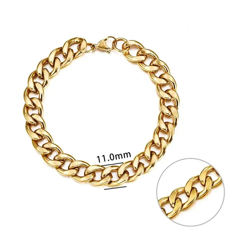 3-11 Mm Men Chain Bracelet Stainless Steel Curb Cuban Link Chain Bangle for Male Women Hiphop Trendy Wrist Jewelry Gift