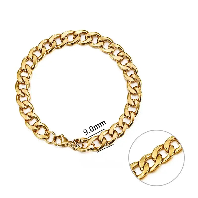 3-11 Mm Men Chain Bracelet Stainless Steel Curb Cuban Link Chain Bangle for Male Women Hiphop Trendy Wrist Jewelry Gift