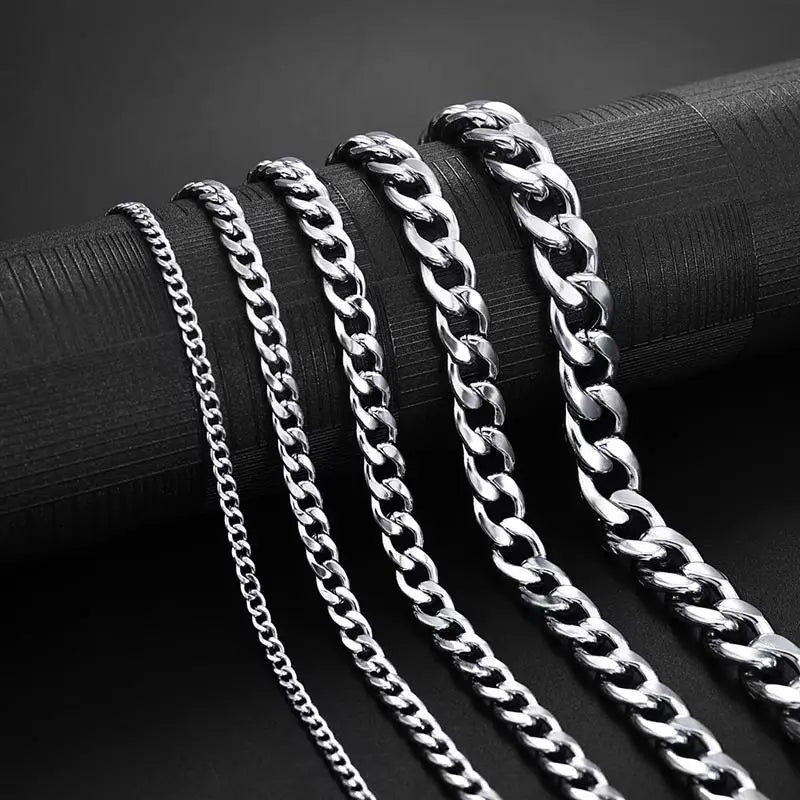 3-11 Mm Men Chain Bracelet Stainless Steel Curb Cuban Link Chain Bangle for Male Women Hiphop Trendy Wrist Jewelry Gift