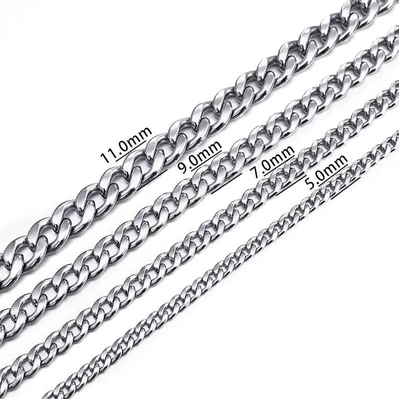 3-11 Mm Men Chain Bracelet Stainless Steel Curb Cuban Link Chain Bangle for Male Women Hiphop Trendy Wrist Jewelry Gift