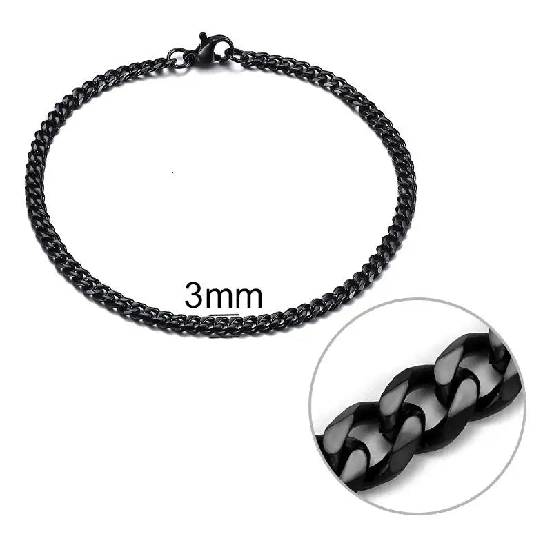 3-11 Mm Men Chain Bracelet Stainless Steel Curb Cuban Link Chain Bangle for Male Women Hiphop Trendy Wrist Jewelry Gift