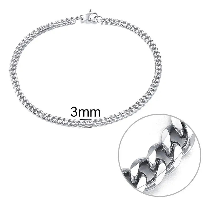 3-11 Mm Men Chain Bracelet Stainless Steel Curb Cuban Link Chain Bangle for Male Women Hiphop Trendy Wrist Jewelry Gift