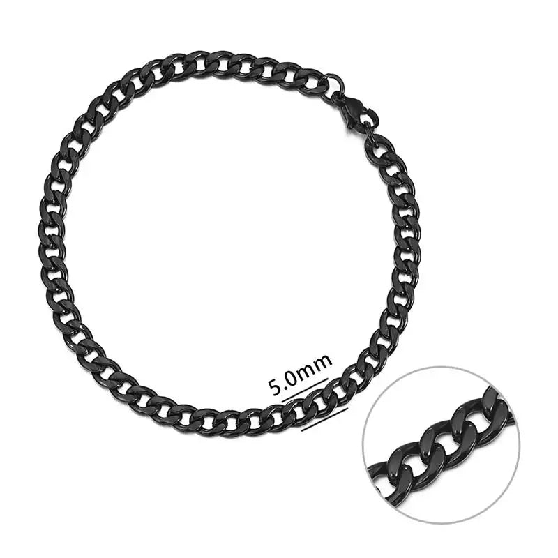 3-11 Mm Men Chain Bracelet Stainless Steel Curb Cuban Link Chain Bangle for Male Women Hiphop Trendy Wrist Jewelry Gift
