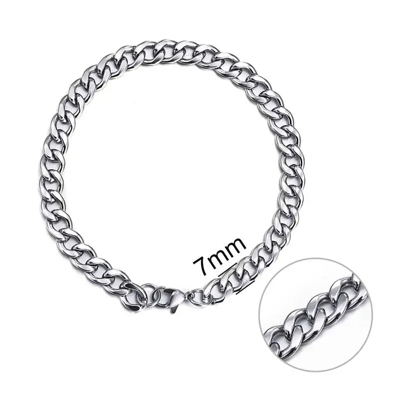 3-11 Mm Men Chain Bracelet Stainless Steel Curb Cuban Link Chain Bangle for Male Women Hiphop Trendy Wrist Jewelry Gift