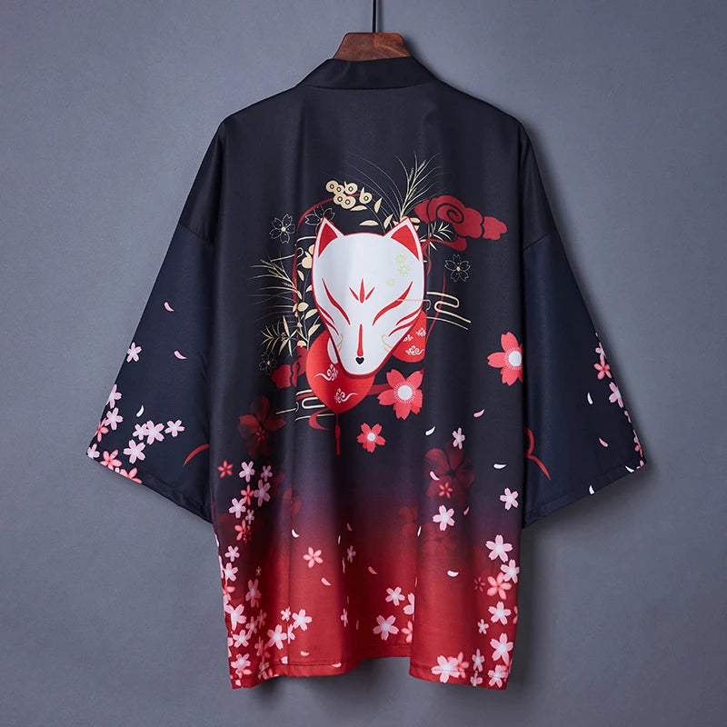 Japanese Original Man Animation Weaving Kimono Cardigan Yukata Male Kimono Jacket Men Japan Harajuku Streetwear Samurai Clothes
