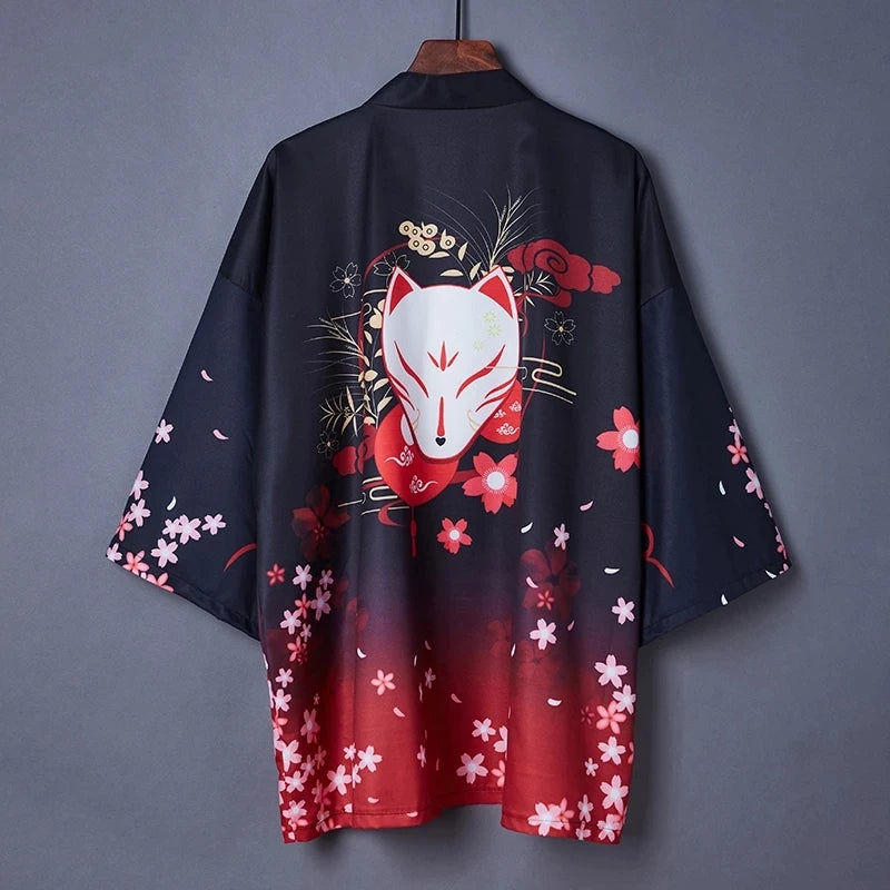 Japanese Original Man Animation Weaving Kimono Cardigan Yukata Male Kimono Jacket Men Japan Harajuku Streetwear Samurai Clothes