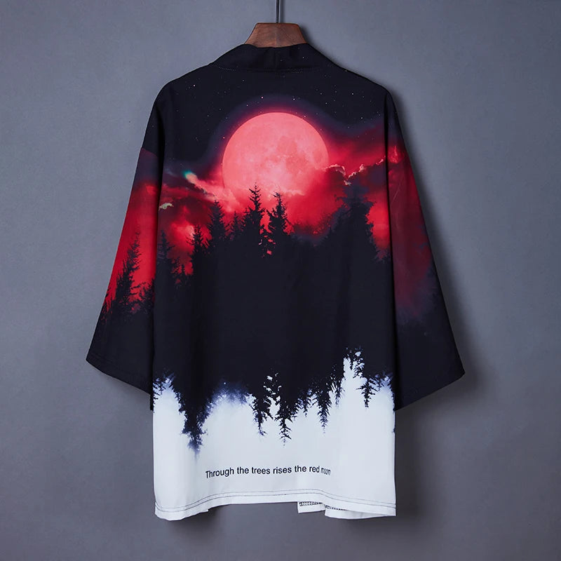 Japanese Original Man Animation Weaving Kimono Cardigan Yukata Male Kimono Jacket Men Japan Harajuku Streetwear Samurai Clothes