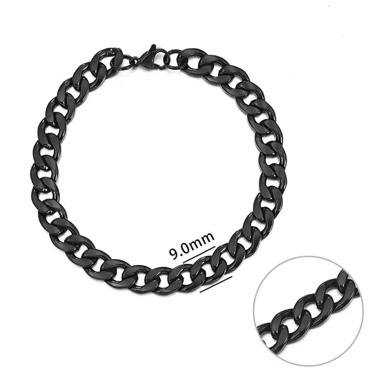 3-11 Mm Men Chain Bracelet Stainless Steel Curb Cuban Link Chain Bangle for Male Women Hiphop Trendy Wrist Jewelry Gift