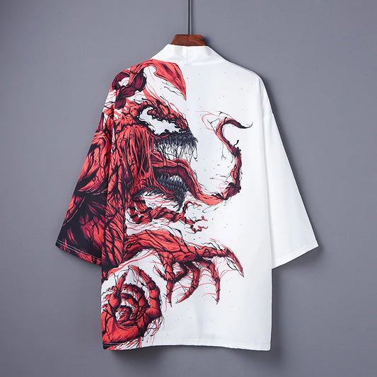 Japanese Original Man Animation Weaving Kimono Cardigan Yukata Male Kimono Jacket Men Japan Harajuku Streetwear Samurai Clothes