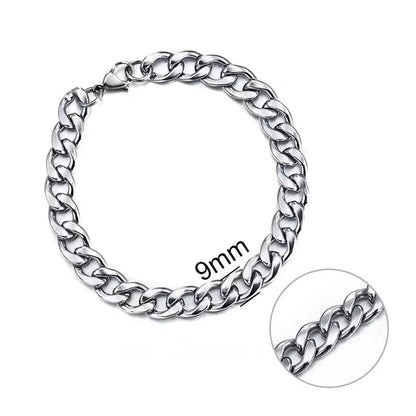 3-11 Mm Men Chain Bracelet Stainless Steel Curb Cuban Link Chain Bangle for Male Women Hiphop Trendy Wrist Jewelry Gift