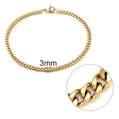 3-11 Mm Men Chain Bracelet Stainless Steel Curb Cuban Link Chain Bangle for Male Women Hiphop Trendy Wrist Jewelry Gift
