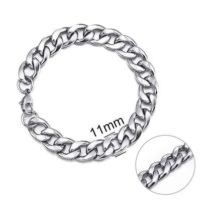 3-11 Mm Men Chain Bracelet Stainless Steel Curb Cuban Link Chain Bangle for Male Women Hiphop Trendy Wrist Jewelry Gift
