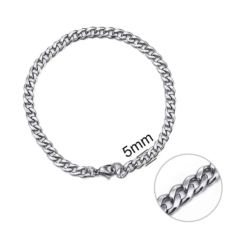 3-11 Mm Men Chain Bracelet Stainless Steel Curb Cuban Link Chain Bangle for Male Women Hiphop Trendy Wrist Jewelry Gift