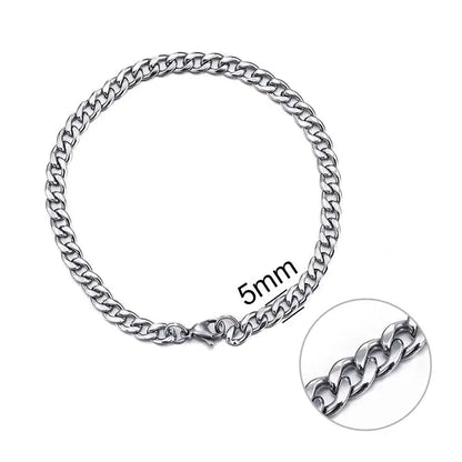 3-11 Mm Men Chain Bracelet Stainless Steel Curb Cuban Link Chain Bangle for Male Women Hiphop Trendy Wrist Jewelry Gift
