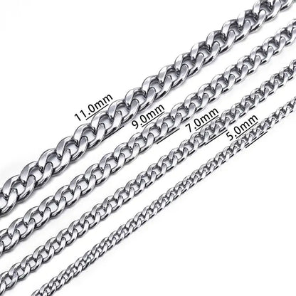 3-11 Mm Men Chain Bracelet Stainless Steel Curb Cuban Link Chain Bangle for Male Women Hiphop Trendy Wrist Jewelry Gift