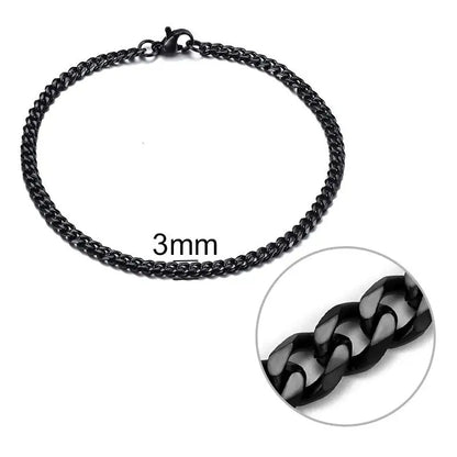 3-11 Mm Men Chain Bracelet Stainless Steel Curb Cuban Link Chain Bangle for Male Women Hiphop Trendy Wrist Jewelry Gift