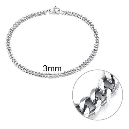 3-11 Mm Men Chain Bracelet Stainless Steel Curb Cuban Link Chain Bangle for Male Women Hiphop Trendy Wrist Jewelry Gift