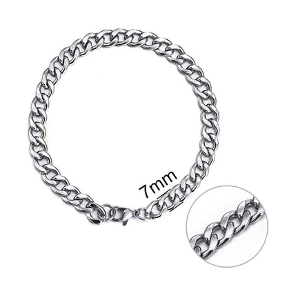3-11 Mm Men Chain Bracelet Stainless Steel Curb Cuban Link Chain Bangle for Male Women Hiphop Trendy Wrist Jewelry Gift
