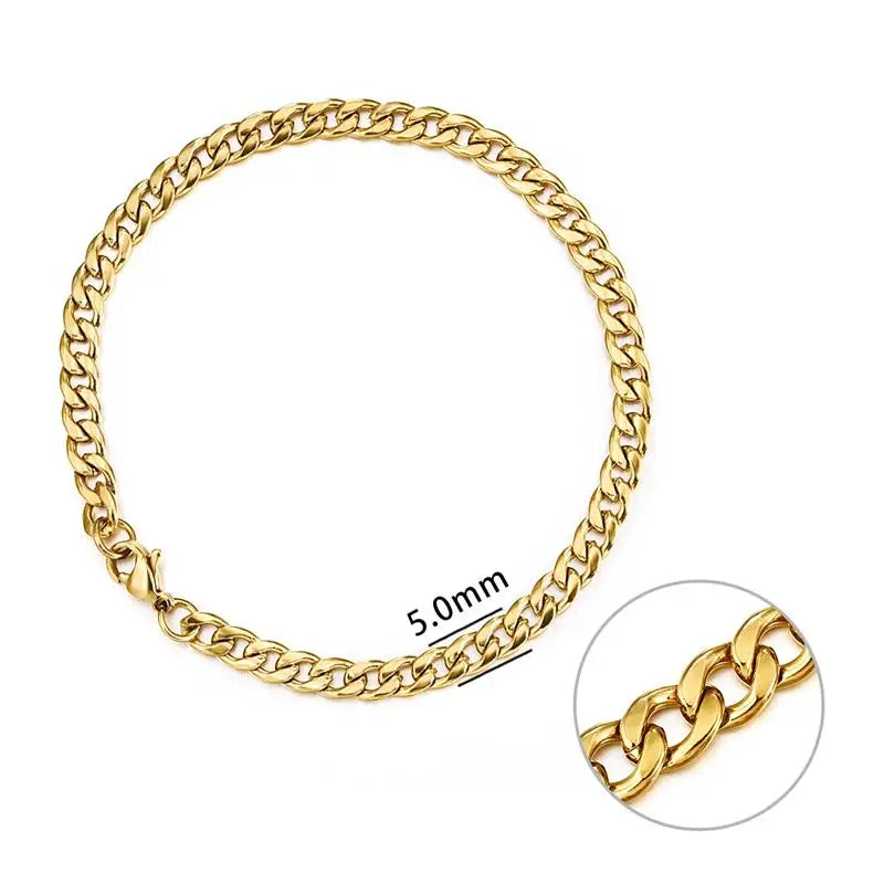 3-11 Mm Men Chain Bracelet Stainless Steel Curb Cuban Link Chain Bangle for Male Women Hiphop Trendy Wrist Jewelry Gift