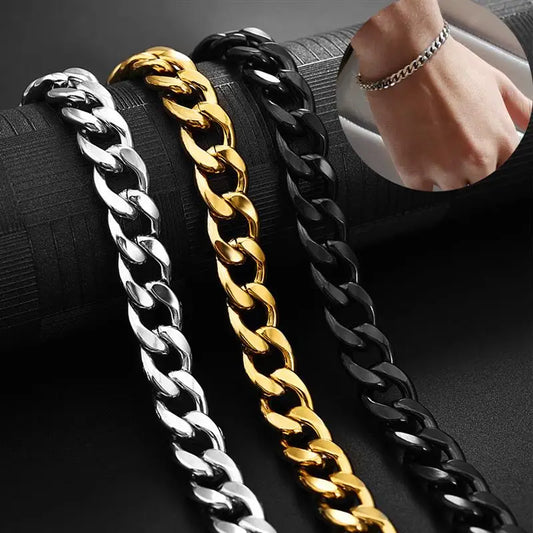 3-11 Mm Men Chain Bracelet Stainless Steel Curb Cuban Link Chain Bangle for Male Women Hiphop Trendy Wrist Jewelry Gift