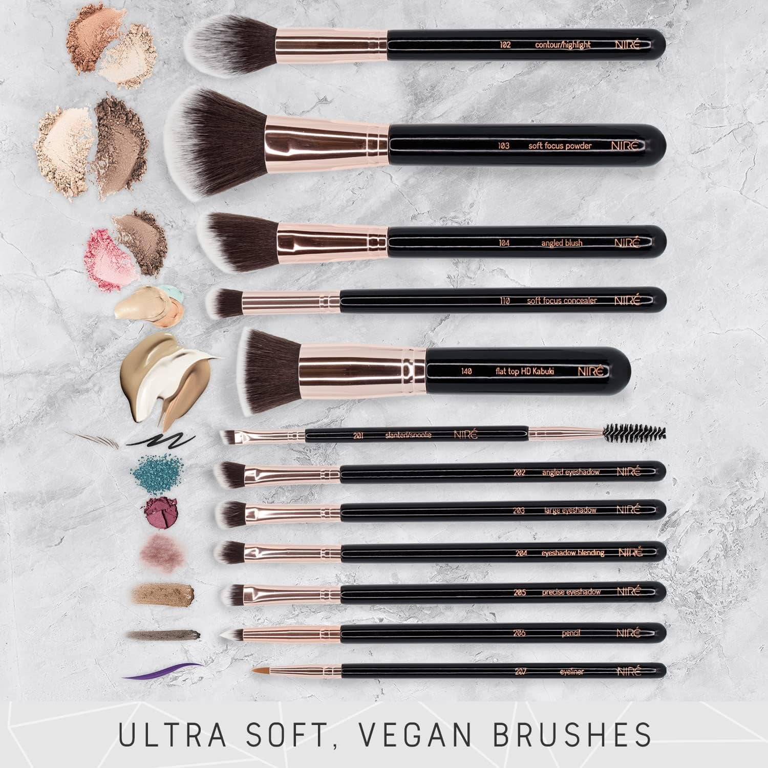 Beauty Set Pennelli Make up Professionali 15 Pezzi: Pennelli Trucco Vegani, Blender, Porta Pennelli, Pulitore Pennelli Trucco, Guida E Box Regalo