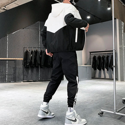 Dropshipping Patchwork Hip Hop Casual Men'S Sets 2025 Korean Style 2 Piece Sets Clothes Men Streetwear Fitness Male Tracksuit